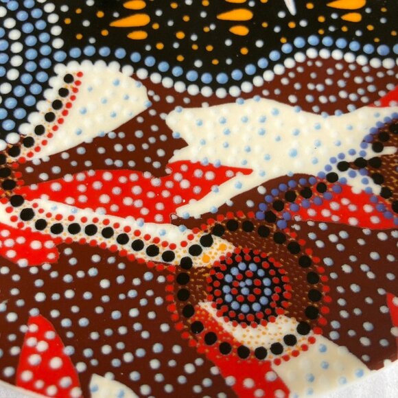 Australian Aboriginal Art Kangaroo Porcelain Plate Ron Potter Tobwabba Australia - Picture 6 of 10
